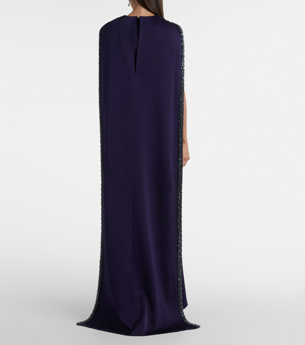 Roland Mouret Embellished caped satin crêpe gown