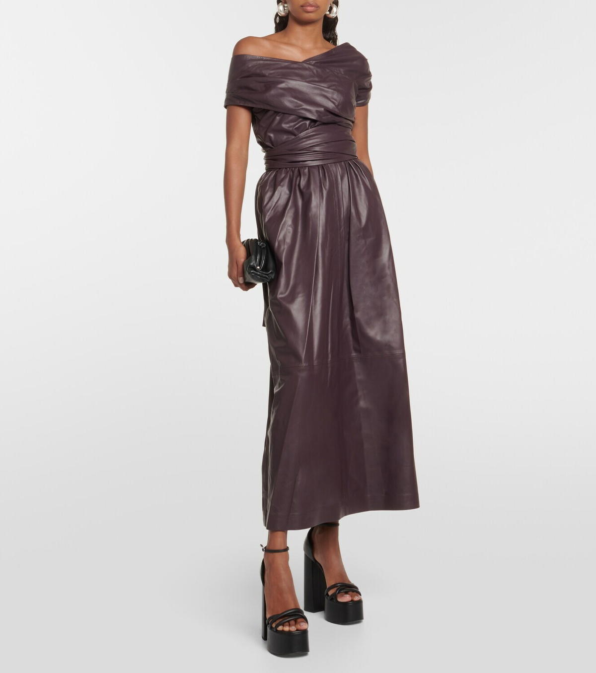 Altuzarra Corfu off-shoulder leather maxi dress Altuzarra