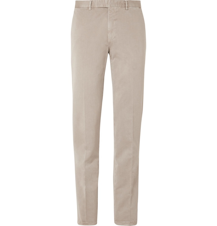 Photo: Boglioli - Beige Slim-Fit Tapered Micro-Herringbone Cotton-Blend Suit Trousers - Neutrals