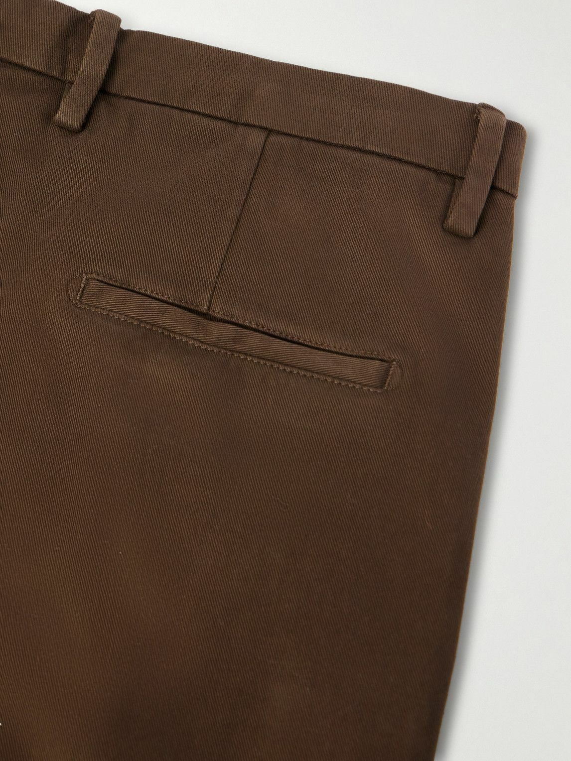 Boglioli - Straight-Leg Garment-Dyed Cotton-Blend Twill Trousers - Brown