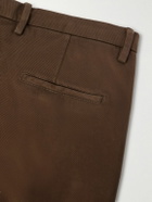 Boglioli - Straight-Leg Garment-Dyed Cotton-Blend Twill Trousers - Brown