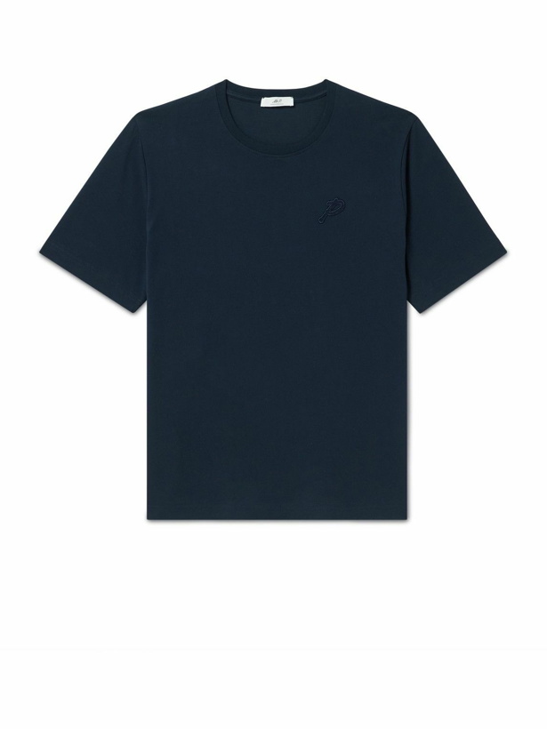 Photo: Mr P. - Logo-Appliquéd Oragnic and Recycled Cotton-Jersey T-Shirt - Blue
