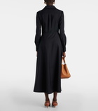 Valentino Belted logo wool-blend midi dress