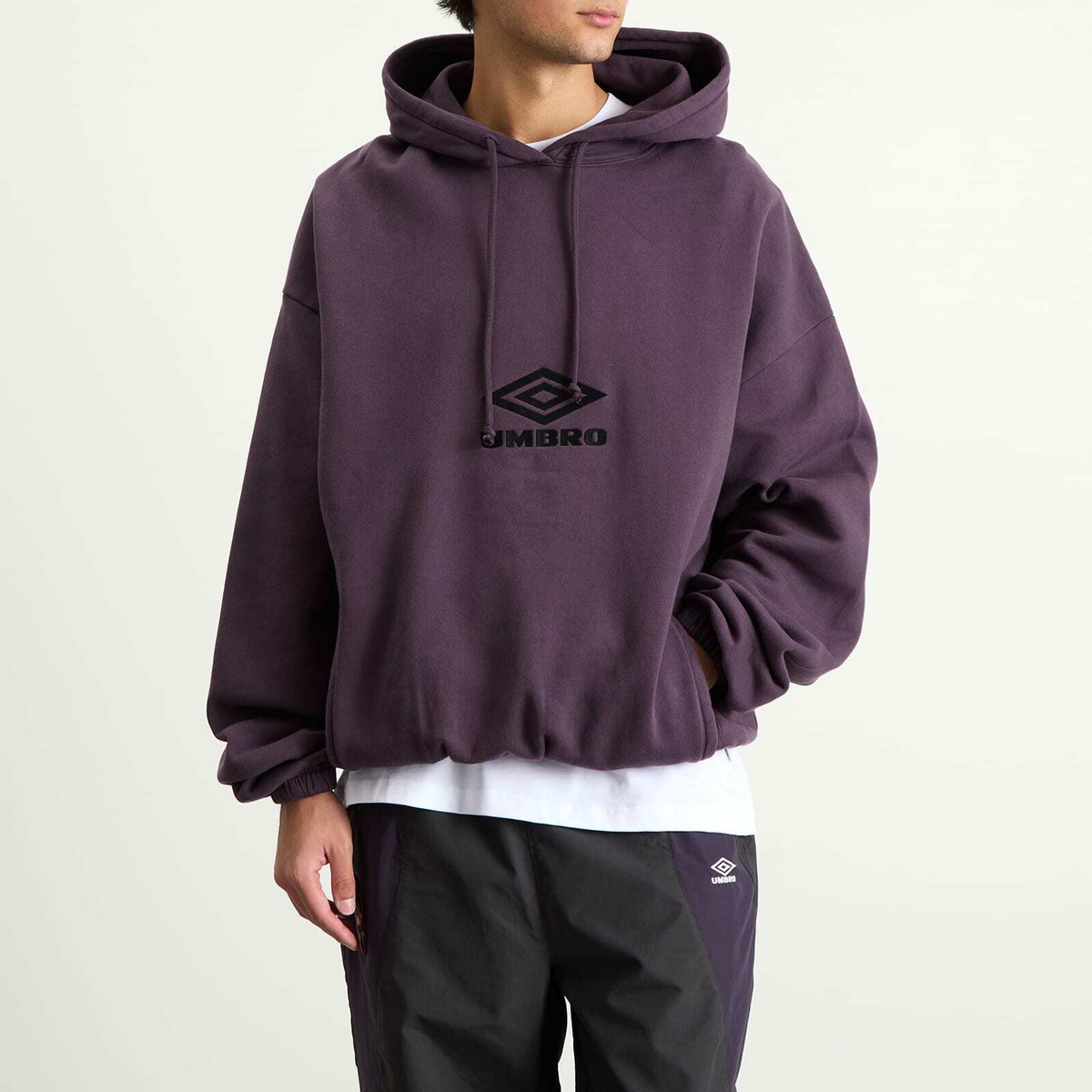 Umbro by Slam Jam Men's Og Logo Mask Hoodie in Dark Purple