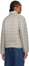 TAION Gray & Beige Quilted Reversible Down Jacket