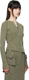 HYEIN SEO Khaki Half-Zip Raglan T-shirt