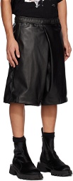 Julius Black Covered Faux-Leather Shorts