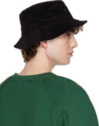 SEEKINGS Black Double Logo Bucket Hat