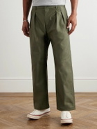 WTAPS - Straight-Leg Pleated Cotton Trousers - Green