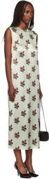 Meryll Rogge Green Floral Satin Shift Maxi Dress