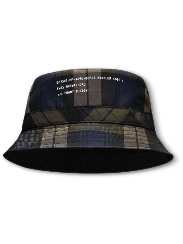 Photo: Moncler Genius - Fragment Printed Checked Nylon Bucket Hat - Blue