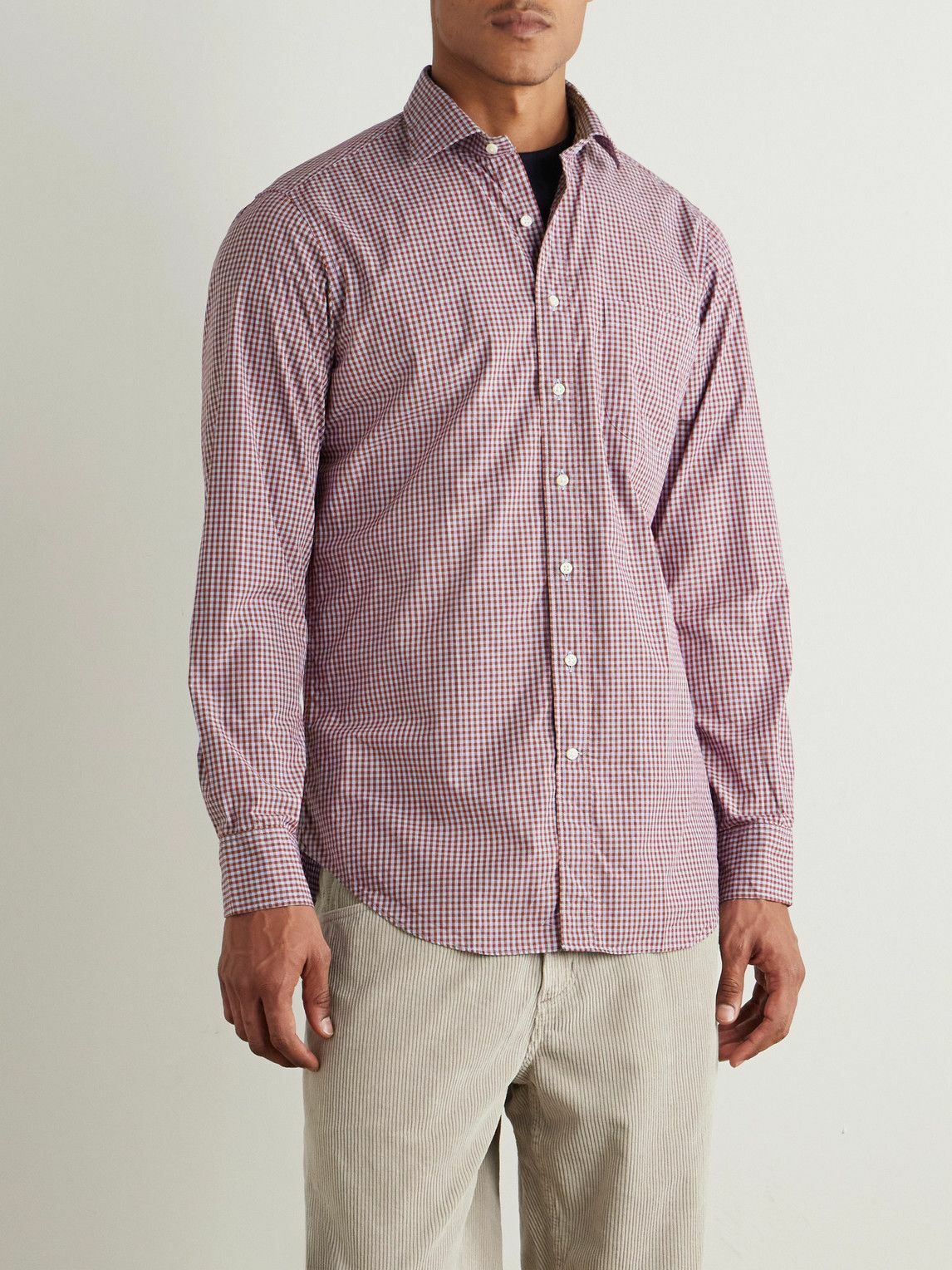 Sid Mashburn - Gingham Cotton-Poplin Shirt - Red