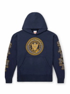 SAINT MXXXXXX - Saint College Printed Cotton Hoodie - Blue