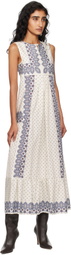 Weekend Max Mara Off-White & Blue Manila Midi Dress