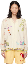 HARAGO Off-White Embroidered Shirt