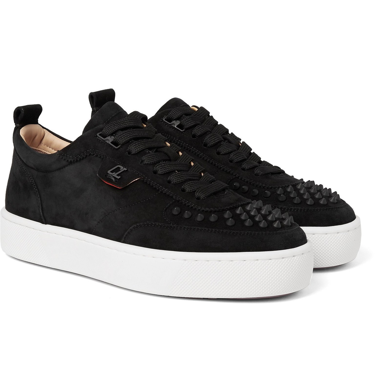 Happyrui Spikes Suede Sneakers in Black - Christian Louboutin