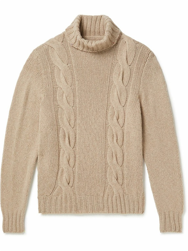Photo: Anderson & Sheppard - Cable-Knit Merino Wool Rollneck Sweater - Neutrals