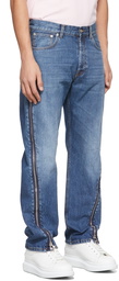 Alexander McQueen Blue Washed Zip Jeans