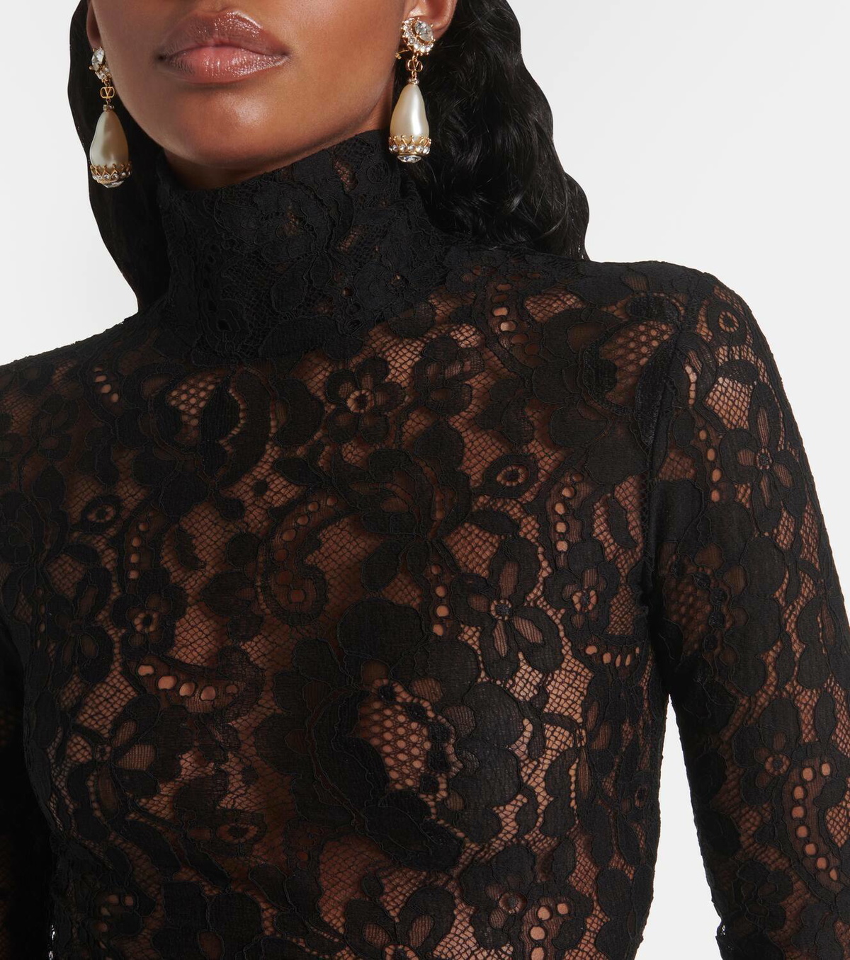 Valentino Lace turtleneck bodysuit