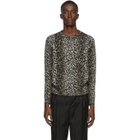 Saint Laurent Beige and Black Jacquard Leopard Sweater