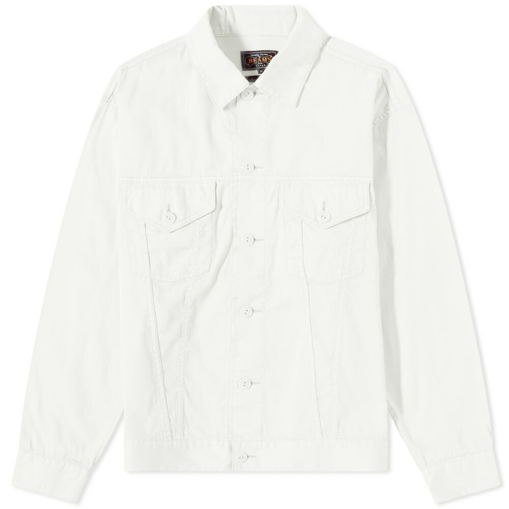 Photo: Beams Plus Men's Garment Dyed Trucker Jacket in Off White