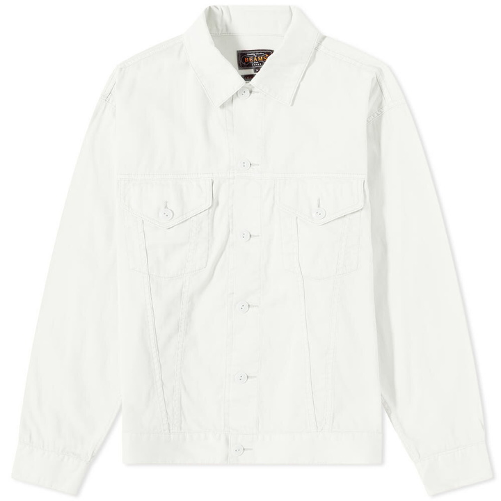 Photo: Beams Plus Men's Garment Dyed Trucker Jacket in Off White