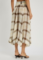Lisa Marie Fernandez Checked Belted Linen-blend Midi Skirt Multicoloured