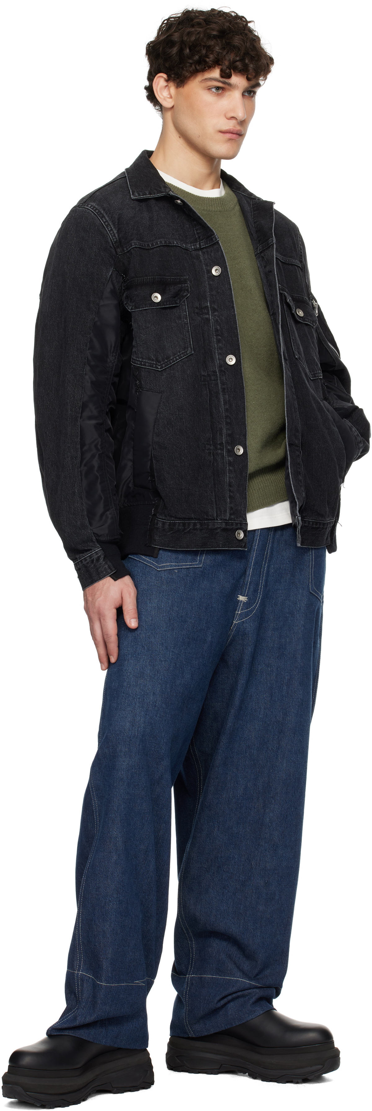 sacai Black Nylon Twill Denim Jacket Sacai sacai Black Nylon Twill Denim Jacket Sacai