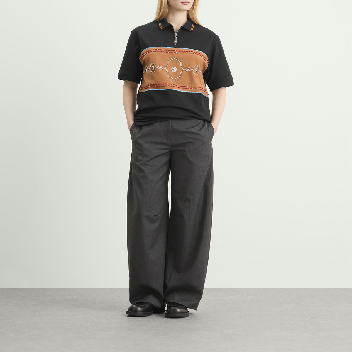 Ahluwalia Women's Radha Polo Top in Black