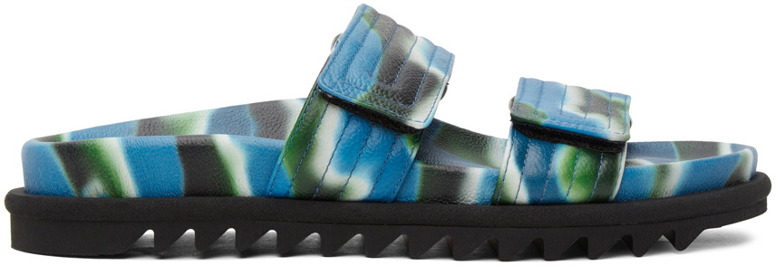 Dries Van Noten Blue Camo Slide Sandals Dries Van Noten display picture 3
