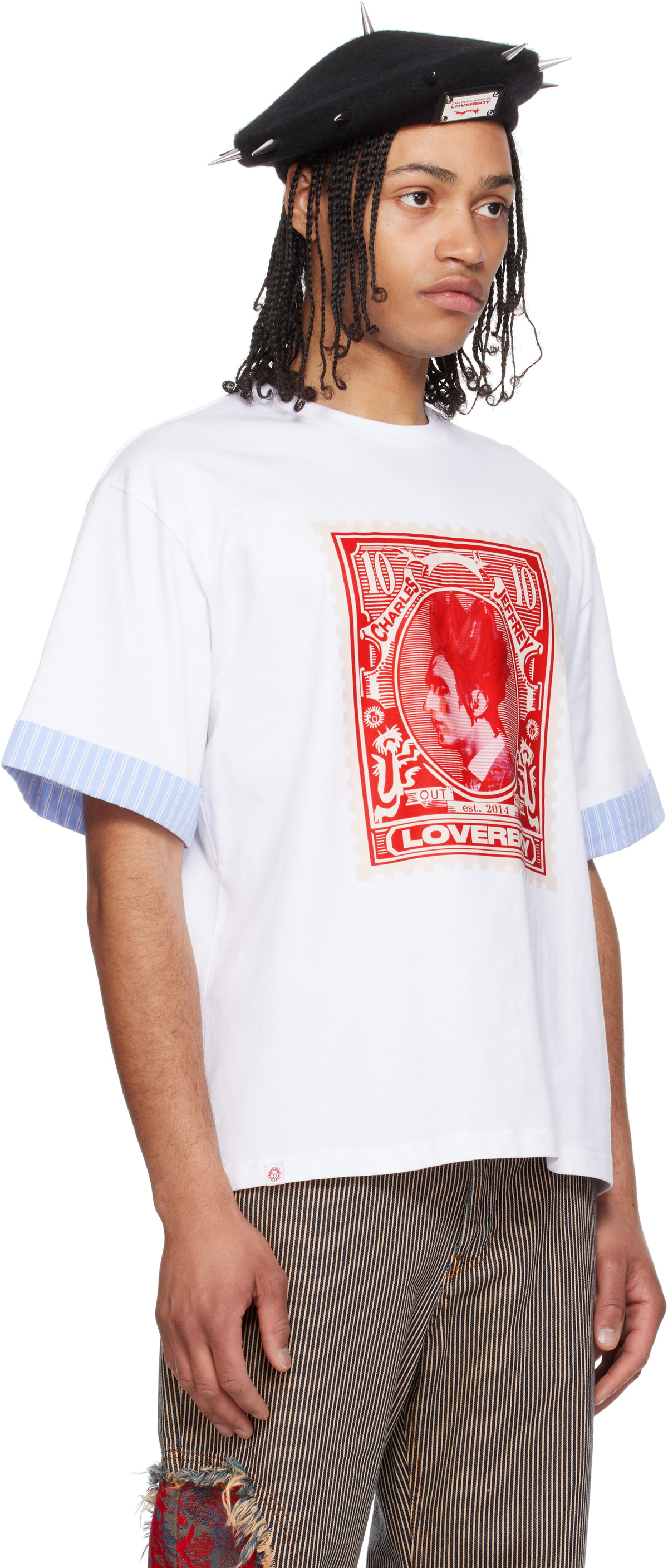 Charles Jeffrey LOVERBOY White Turn Up T-shirt