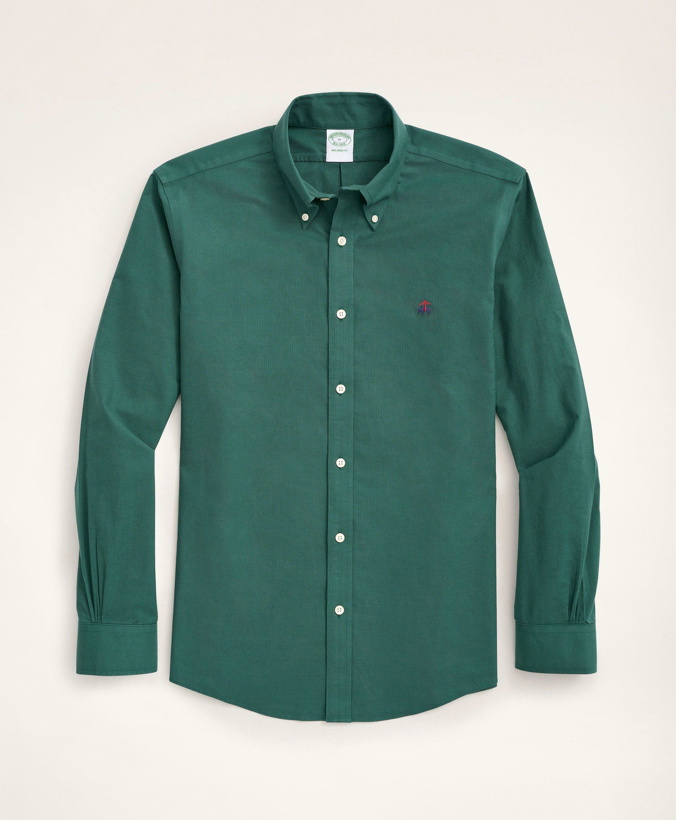 Photo: Brooks Brothers Men's Stretch Milano Slim-Fit Sport Shirt, Non-Iron Oxford Button Down Collar | Green