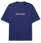 Balenciaga - Logo-Print Cotton-Jersey T-Shirt - Blue