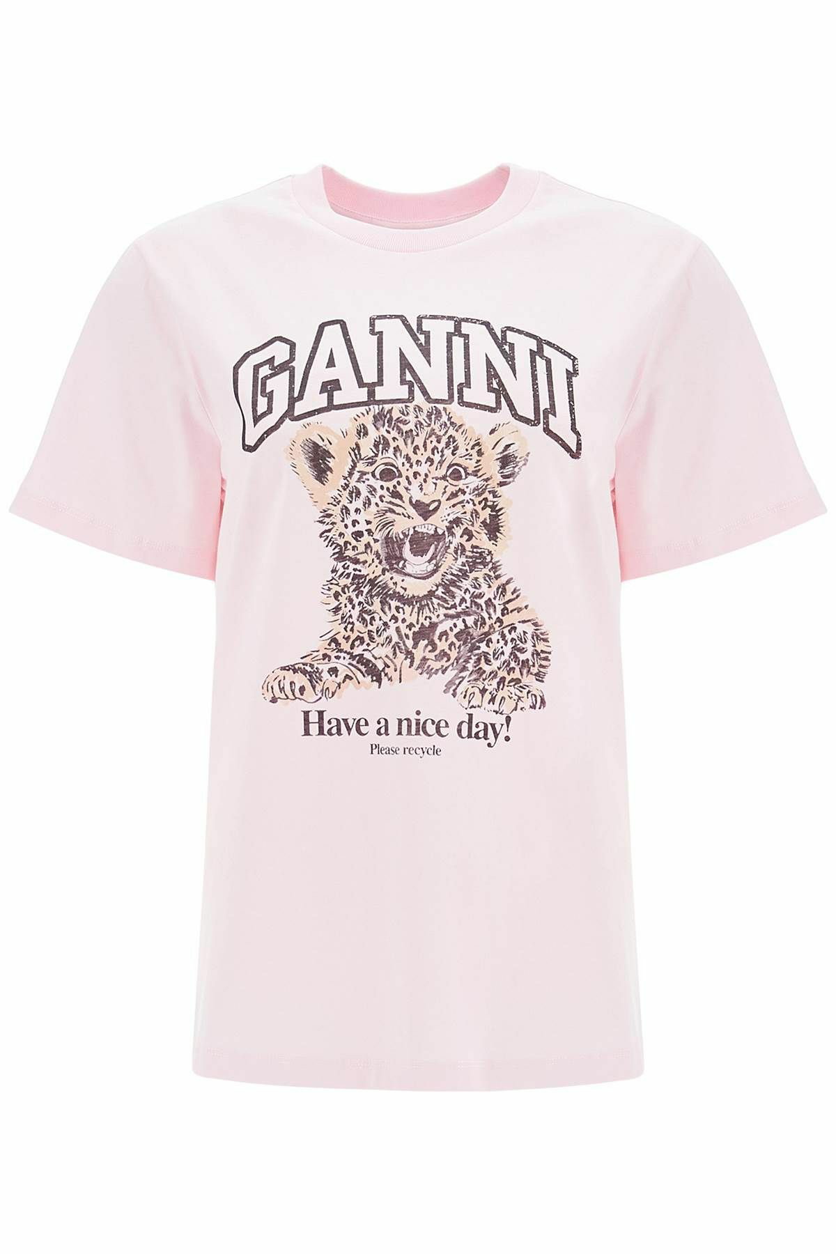 Tシャツ・カットソー GANNI Women Tunic Tops GA T4182 LEOPARD11538 PINK at ピンク系 Ganni(ガニー) Tシャツ・カットソー(レディース