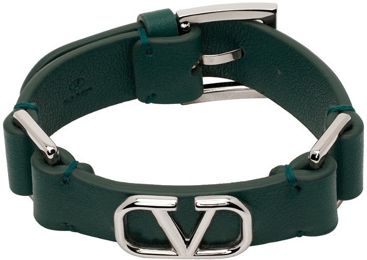 Photo: Valentino Garavani Green Leather VLogo Bracelet