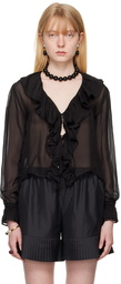 Bode Black Flounce Blouse