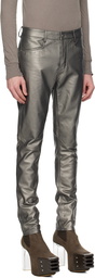 Rick Owens Gunmetal Tyrone Leather Pants