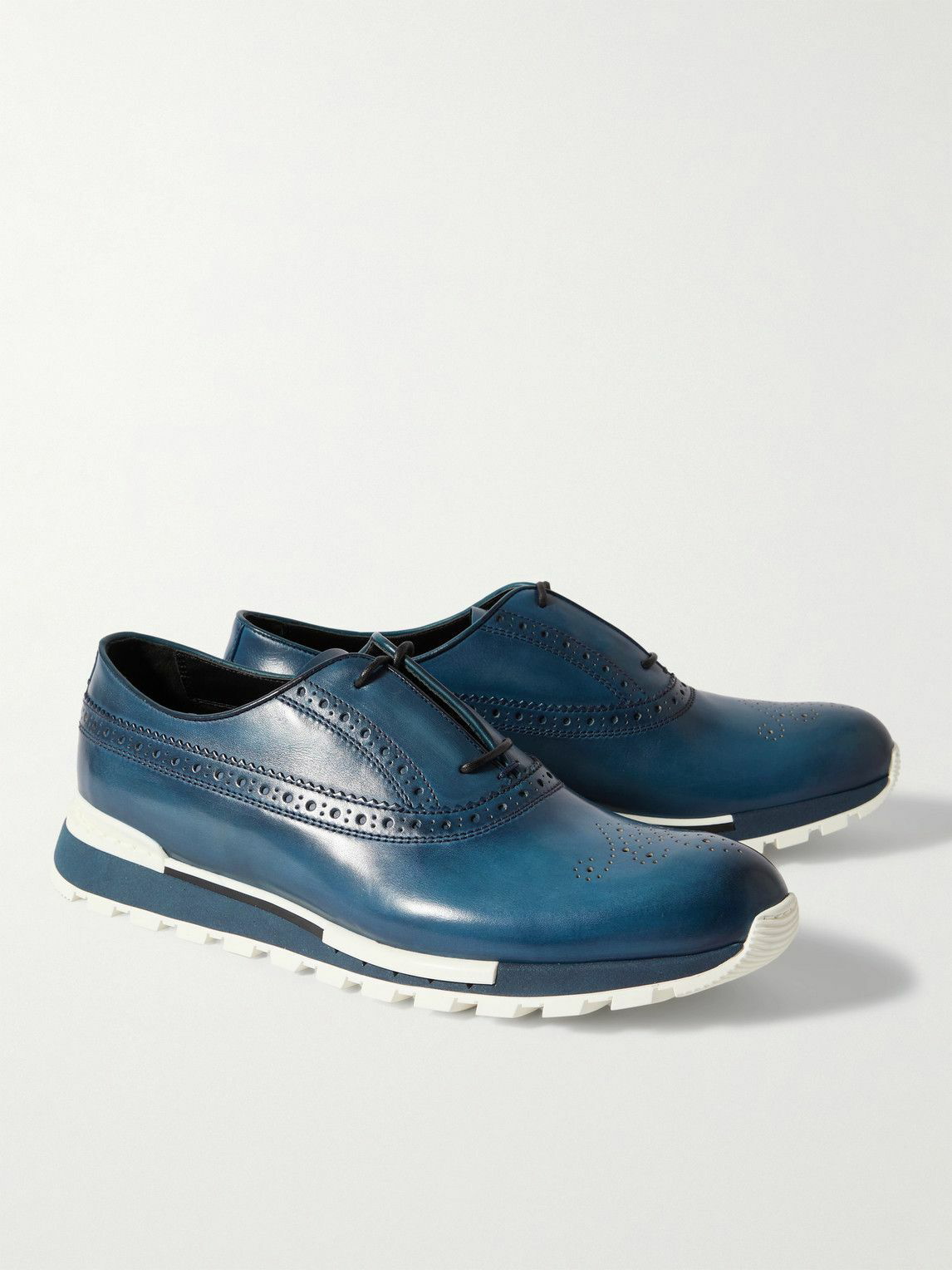 Berluti - Fast Track Perforated Venezia Leather Sneakers - Blue Berluti