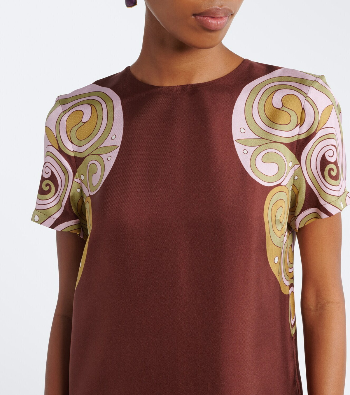 La DoubleJ Kells Swirl feather-trimmed silk minidress