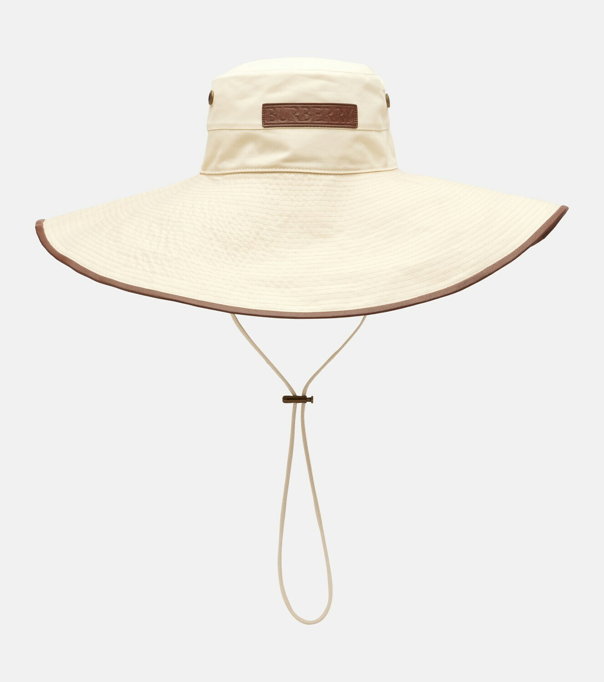 Burberry Leather-trimmed cotton-blend sun hat