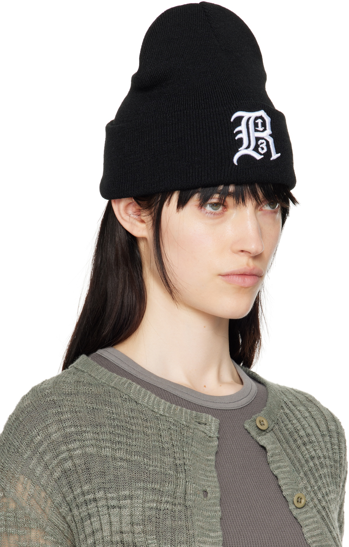 R13 Black 'R13' Beanie