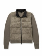 James Perse - Shell-Trimmed Panelled Suede and Recycled-Cashmere Jacket - Brown