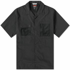 Nanga Men's Nylon Tusser Open Collar Shirt in Black