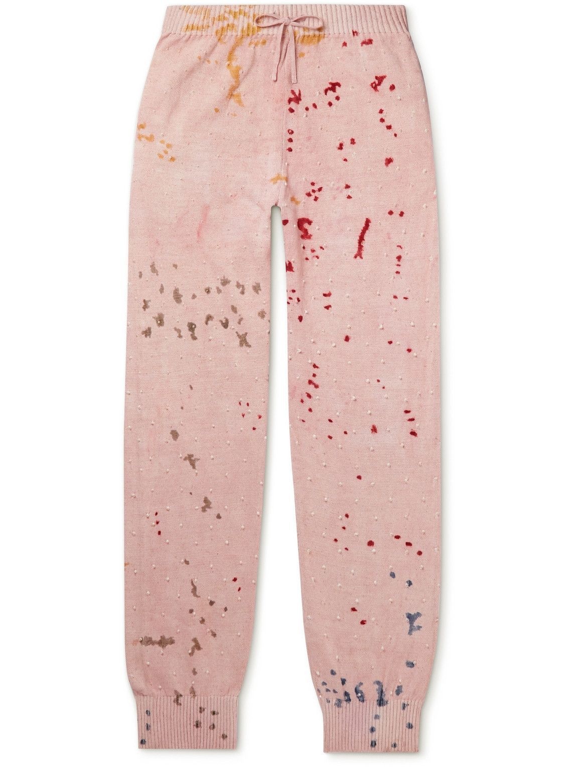 Photo: 11.11/eleven eleven - Straight-Leg Bandhani-Dyed and Painted Organic Cotton Drawstring Trousers - Pink