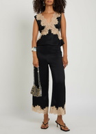 Rixo Emmie Lace-trim Satin top Black