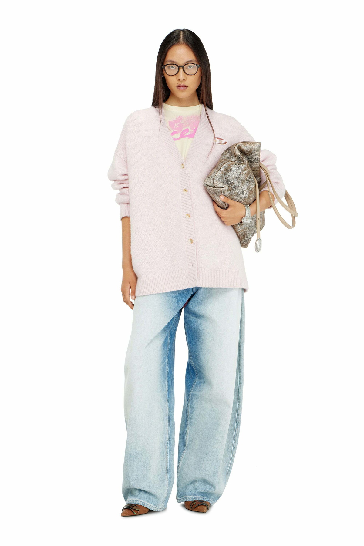 Diesel Cardigan in wool and alpaca blend - Knitwear Womens in Pink