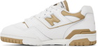 New Balance White & Tan 550 Sneakers