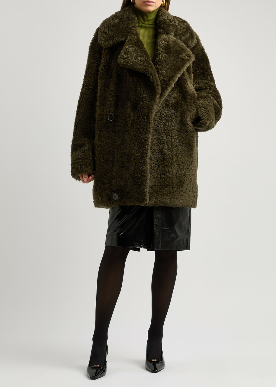 Petar Petrov Wild Is The Wind Shearling Coat Green Dark Petar Petrov