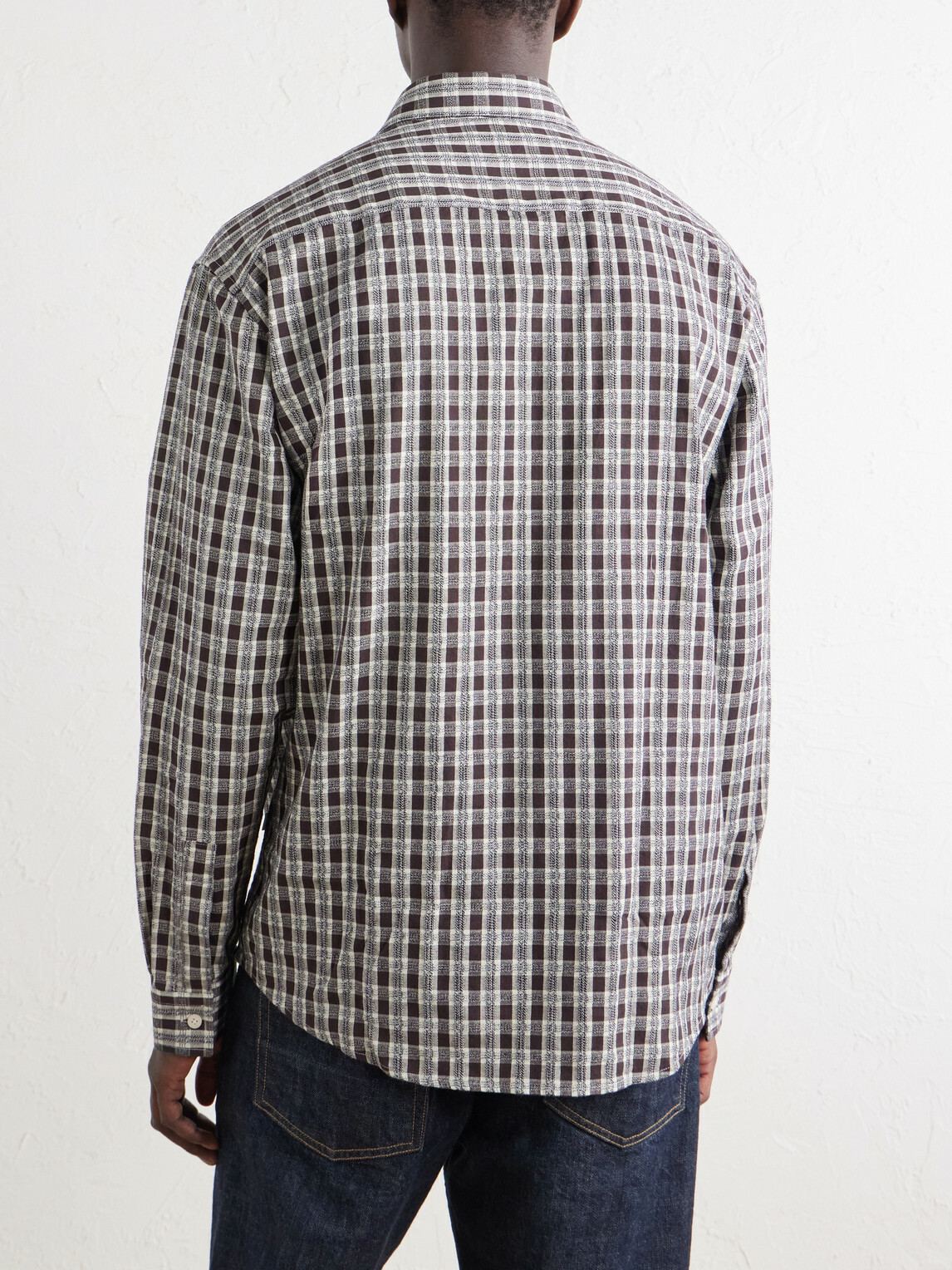 NN07 - Deon 50007 Checked Mouliné Woven Organic Cotton Shirt - Brown