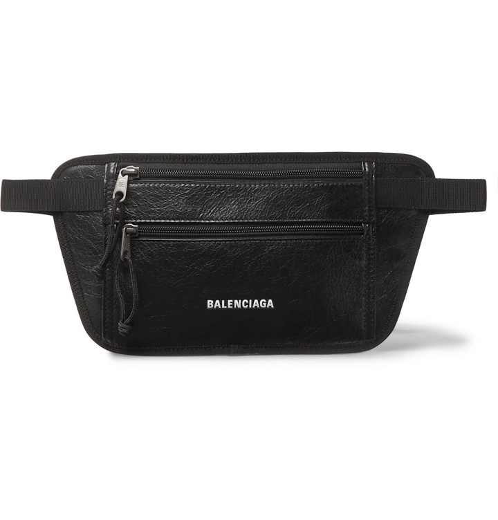 Photo: Balenciaga - Arena Logo-Print Creased-Leather Belt Bag - Black